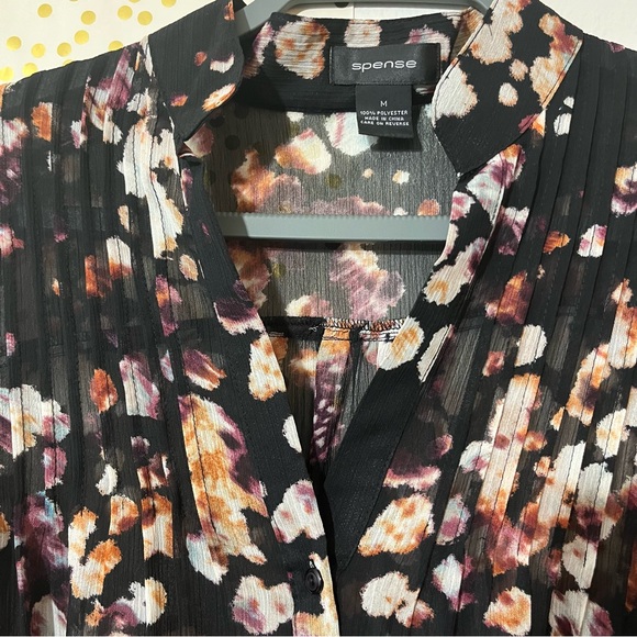 Spense Speckled Sheer Button Down Blouse 3/4 Sleeve size Medium - Picture 4 of 10